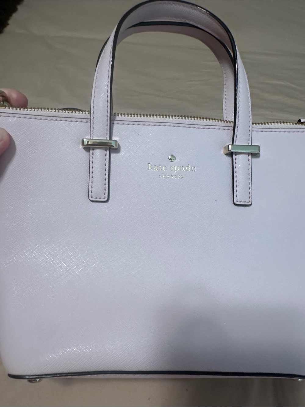 kate spade pale pink Saffiano Leather Satchel with Gold Hardware
